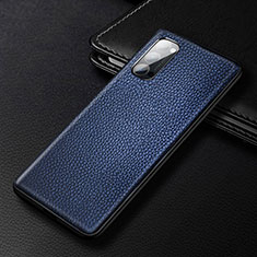 Funda Lujo Cuero Carcasa R03 para Oppo Reno4 5G Azul