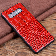 Funda Lujo Cuero Carcasa R03 para Samsung Galaxy S10 Plus Rojo