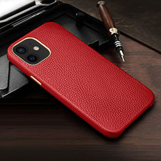 Funda Lujo Cuero Carcasa R04 para Apple iPhone 12 Rojo