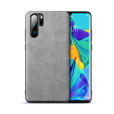 Funda Lujo Cuero Carcasa R04 para Huawei P30 Pro New Edition Gris