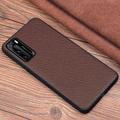 Funda Lujo Cuero Carcasa R04 para Huawei P40 Marron