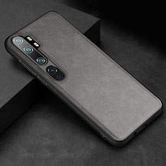 Funda Lujo Cuero Carcasa R04 para Xiaomi Mi Note 10 Gris