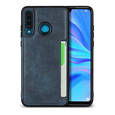 Funda Lujo Cuero Carcasa R05 para Huawei Nova 4e Azul