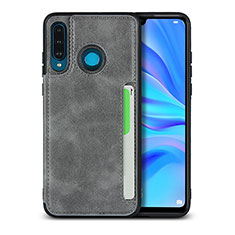 Funda Lujo Cuero Carcasa R05 para Huawei Nova 4e Gris