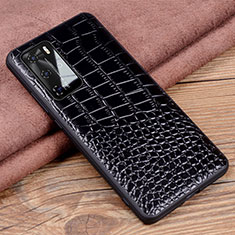 Funda Lujo Cuero Carcasa R05 para Huawei P40 Pro Negro