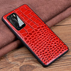 Funda Lujo Cuero Carcasa R05 para Huawei P40 Pro Rojo