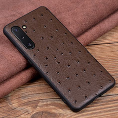 Funda Lujo Cuero Carcasa R05 para Samsung Galaxy Note 10 Marron