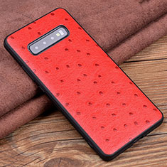 Funda Lujo Cuero Carcasa R05 para Samsung Galaxy S10 Rojo