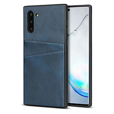 Funda Lujo Cuero Carcasa R06 para Samsung Galaxy Note 10 Azul