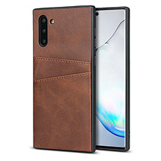 Funda Lujo Cuero Carcasa R06 para Samsung Galaxy Note 10 Marron