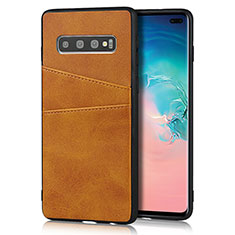 Funda Lujo Cuero Carcasa R06 para Samsung Galaxy S10 Plus Naranja