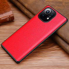 Funda Lujo Cuero Carcasa R06 para Xiaomi Mi 11 Lite 4G Rojo