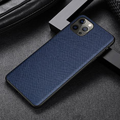 Funda Lujo Cuero Carcasa R07 para Apple iPhone 12 Pro Max Azul