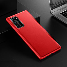 Funda Lujo Cuero Carcasa R07 para Huawei P40 Pro Rojo