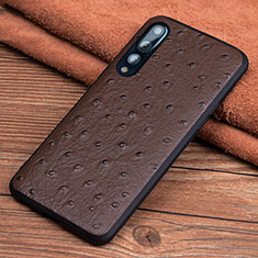 Funda Lujo Cuero Carcasa R08 para Huawei P20 Pro Marron