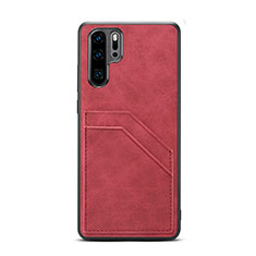 Funda Lujo Cuero Carcasa R08 para Huawei P30 Pro Rojo