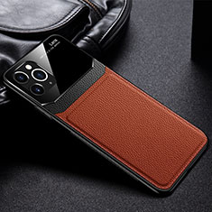 Funda Lujo Cuero Carcasa R09 para Apple iPhone 11 Pro Marron