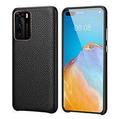 Funda Lujo Cuero Carcasa R09 para Huawei P40 Negro