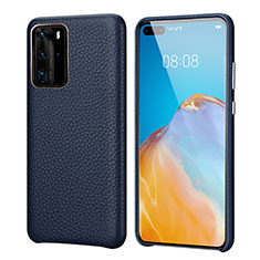 Funda Lujo Cuero Carcasa R09 para Huawei P40 Pro Azul