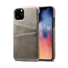 Funda Lujo Cuero Carcasa R10 para Apple iPhone 11 Pro Gris