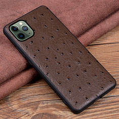 Funda Lujo Cuero Carcasa R12 para Apple iPhone 11 Pro Marron