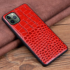 Funda Lujo Cuero Carcasa R14 para Apple iPhone 11 Pro Rojo