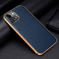 Funda Lujo Cuero Carcasa S01 para Apple iPhone 15 Azul