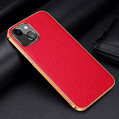 Funda Lujo Cuero Carcasa S01 para Apple iPhone 15 Plus Rojo