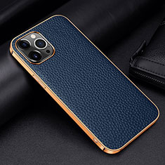 Funda Lujo Cuero Carcasa S01 para Apple iPhone 16 Pro Azul