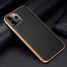 Funda Lujo Cuero Carcasa S01 para Apple iPhone 16 Pro Negro