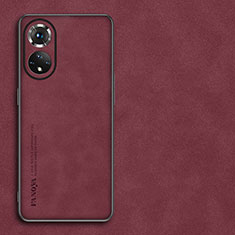 Funda Lujo Cuero Carcasa S01 para Huawei Honor 50 Pro 5G Rojo