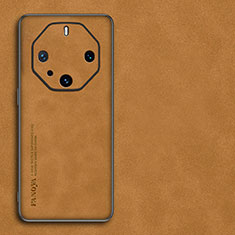 Funda Lujo Cuero Carcasa S01 para Huawei Mate 60 RS Ultimate Naranja