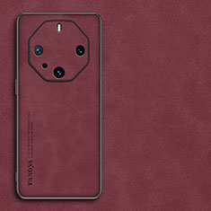 Funda Lujo Cuero Carcasa S01 para Huawei Mate 60 RS Ultimate Rojo