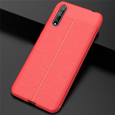 Funda Lujo Cuero Carcasa S01 para Huawei Y8p Rojo