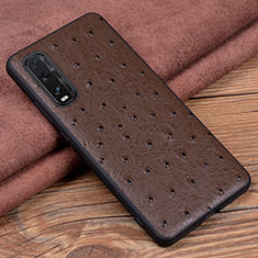 Funda Lujo Cuero Carcasa S01 para Oppo Find X2 Marron