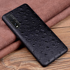 Funda Lujo Cuero Carcasa S01 para Oppo Find X2 Negro