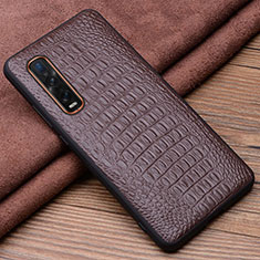 Funda Lujo Cuero Carcasa S01 para Oppo Find X2 Pro Marron