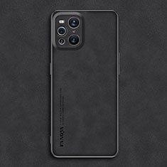 Funda Lujo Cuero Carcasa S01 para Oppo Find X3 Pro 5G Negro