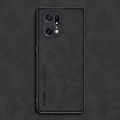 Funda Lujo Cuero Carcasa S01 para Oppo Find X5 5G Negro