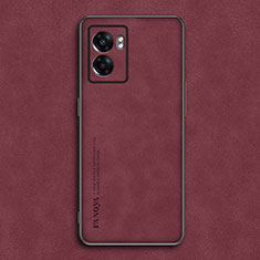 Funda Lujo Cuero Carcasa S01 para Oppo K10 5G India Rojo