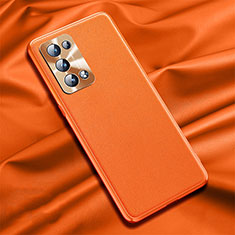 Funda Lujo Cuero Carcasa S01 para Oppo Reno6 Pro+ Plus 5G Naranja