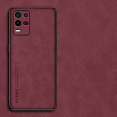 Funda Lujo Cuero Carcasa S01 para Realme 8s 5G Rojo