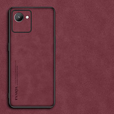 Funda Lujo Cuero Carcasa S01 para Realme C30s Rojo