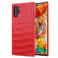 Funda Lujo Cuero Carcasa S01 para Samsung Galaxy Note 10 Plus 5G Rojo