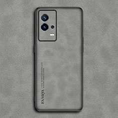 Funda Lujo Cuero Carcasa S01 para Vivo iQOO 8 5G Gris