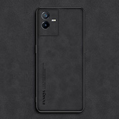 Funda Lujo Cuero Carcasa S01 para Vivo iQOO Z6x Negro