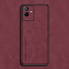 Funda Lujo Cuero Carcasa S01 para Vivo T2x 5G Rojo