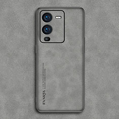 Funda Lujo Cuero Carcasa S01 para Vivo V25 Pro 5G Gris