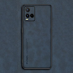 Funda Lujo Cuero Carcasa S01 para Vivo Y21 Azul