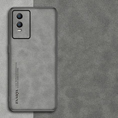 Funda Lujo Cuero Carcasa S01 para Vivo Y74s 5G Gris